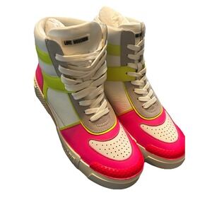 Love Moschino Women's Sneakers High-Top Shoes  White/pink/green